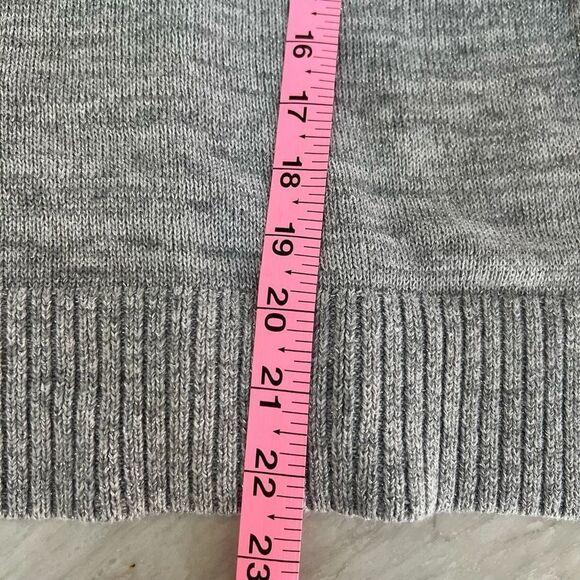 LOFT Sweater Pale Gray Silver Sparkle Bell Sleeve Thin Knit Raglan cotton size S - Picture 6 of 7